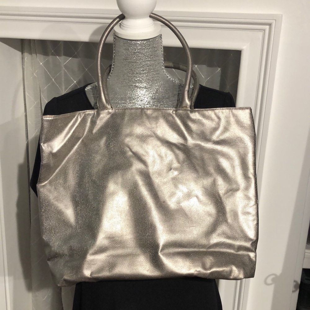 Large silver bag.